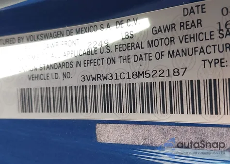 2008 Volkswagen New Beetle S/Se из США, поврежденный, VIN 3VWRW31C18M522187